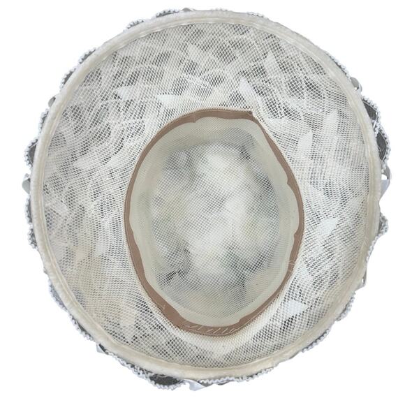 Vintage 60s White Floral Bucket Hat Lace Chiffon Union Label main image 8